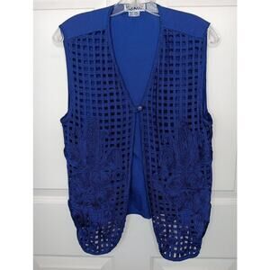 Vintage Women's Midnite Woven Lattice Vest Dark Blue Size Small EUC